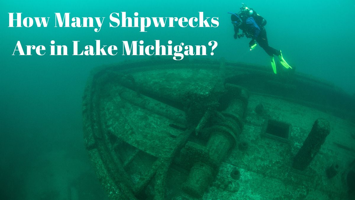 Man diving on a shipwreck in Lake Michigan - how many shipwrecks are in Lake Michigan?